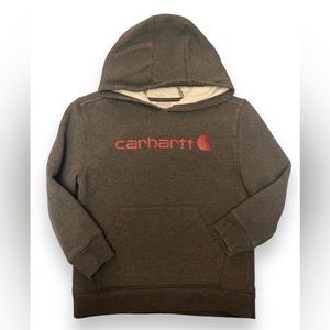 Boys Carhartt Dark Gray Hoodie sweatshirt sweater Size small 8-10
